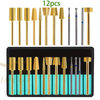 12pcs Cuticle Drill Bit for Nails - Professional Tungsten Carbide Diamond Nail Drill Bits Set for Gel Acrylic Nails, Nail File Bits Fine Grit Nail Art Tools for Manicure Pedicure Home Salon, 3/32"