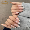 Custom New Trendy Pink Long Ballerina Black White Swirl Press On Nails Tips Artificial Fingernails Acrylic Strong Nails