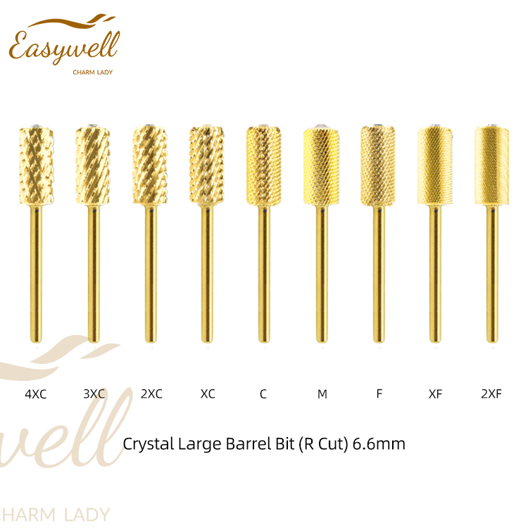 Crystal Large Barrel Bit (R Cut) 6.6mm带钻直筒平头(R Cut) Nail Drill Bit Remove Acrylic Gel Manicure Buff Shine Multiple Function OEM factory 