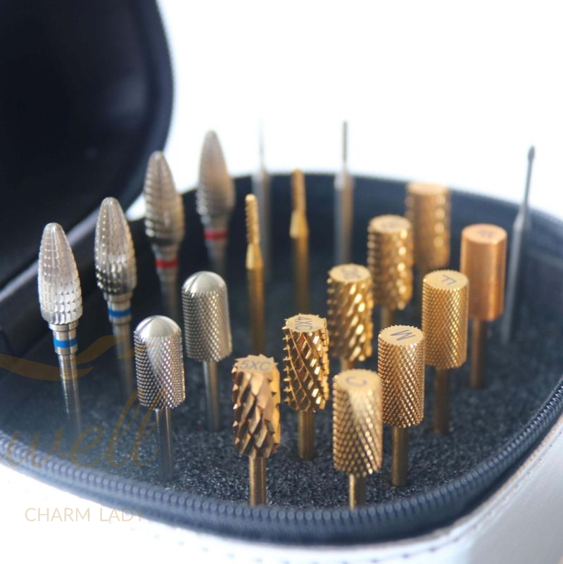 Wholesale 7 Pcs Electric Purple Tungsten Carbide Nail Drill Bit Set with Case and Clean Brush