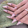 Easywell 28 pcs Pink false press on nails custom Glossy Fake Nails Coffin fake nails 