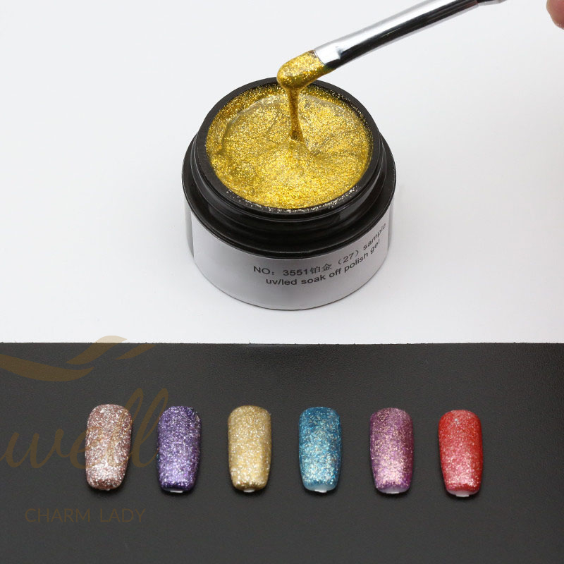Easywell 15ml 3551-BJ soak off thick uv led bling colors nail glitter gel polish