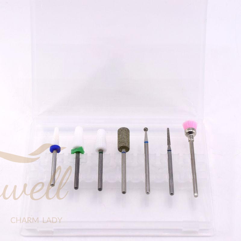 Wholesale Ceramic Bit 7pcs Nail Drill Bit in One Set for Clean Cuticle and Gel ,Nail Drill Bit Set