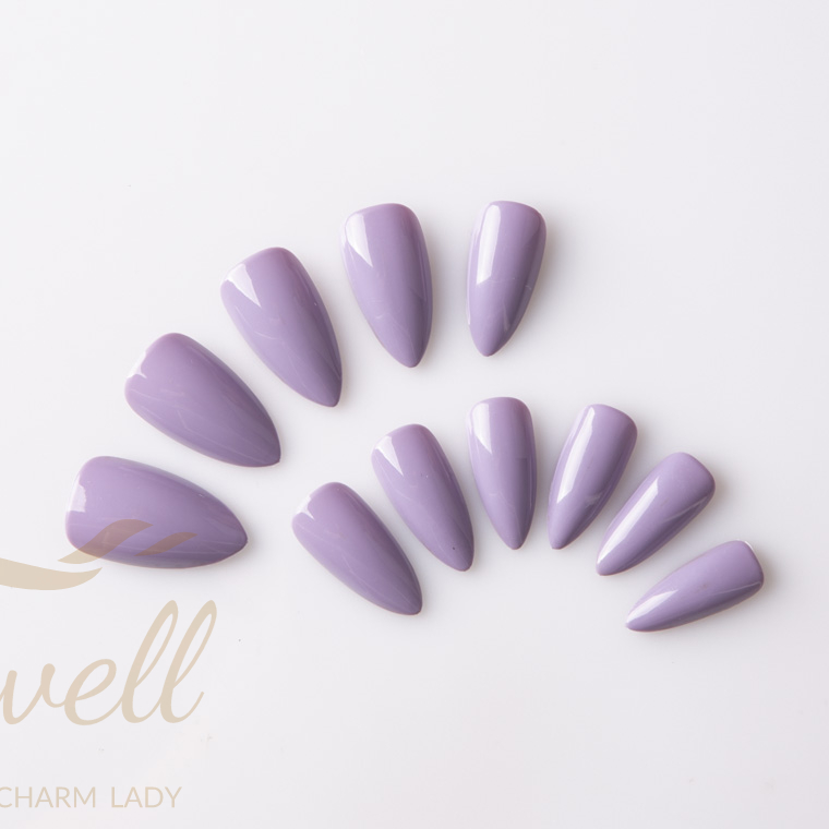 Easywell 28 pcs manufacture shiny pointed nails full coverage false nails