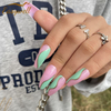 Easywell 28 pcs irregular geometric pattern coffin false press on nails custom Fake Nails 