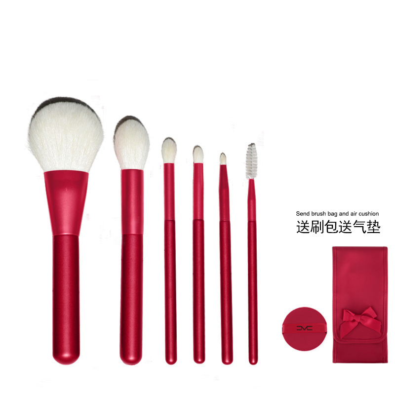 Spot new mandala 6 animal hair makeup brush set red wooden handle makeup brush beauty tool