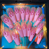 Easywell 28 pcs pink flame press on nails fake nails 